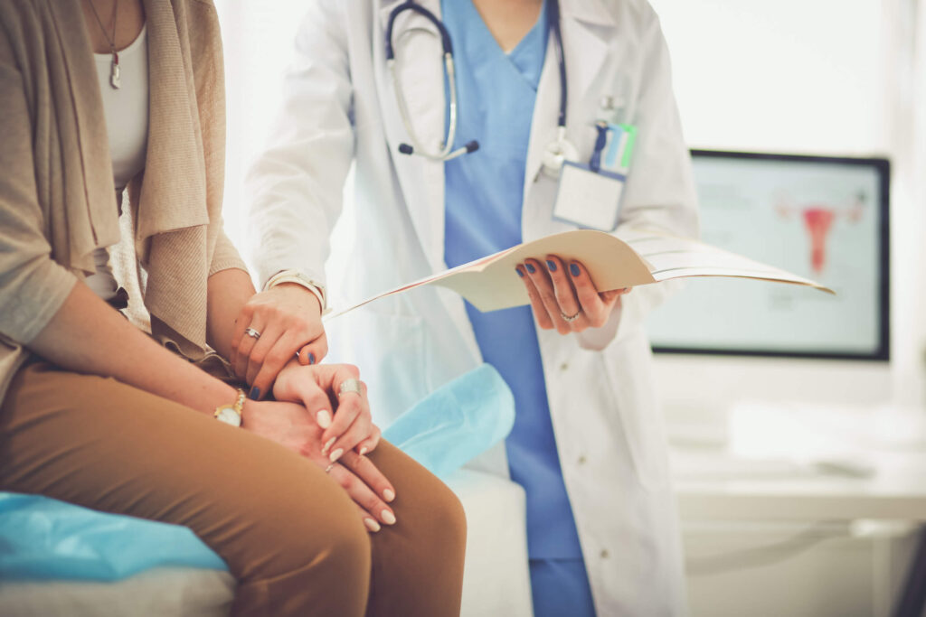 woman getting advice on treatment of uterine fibroids
