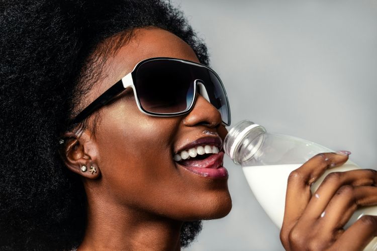woman drinking milk